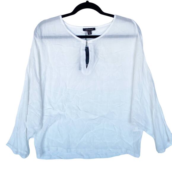 Color Block S White Boho Doleman Sleeve Embroidered Butterfly Boho Blouse - Picture 2 of 9